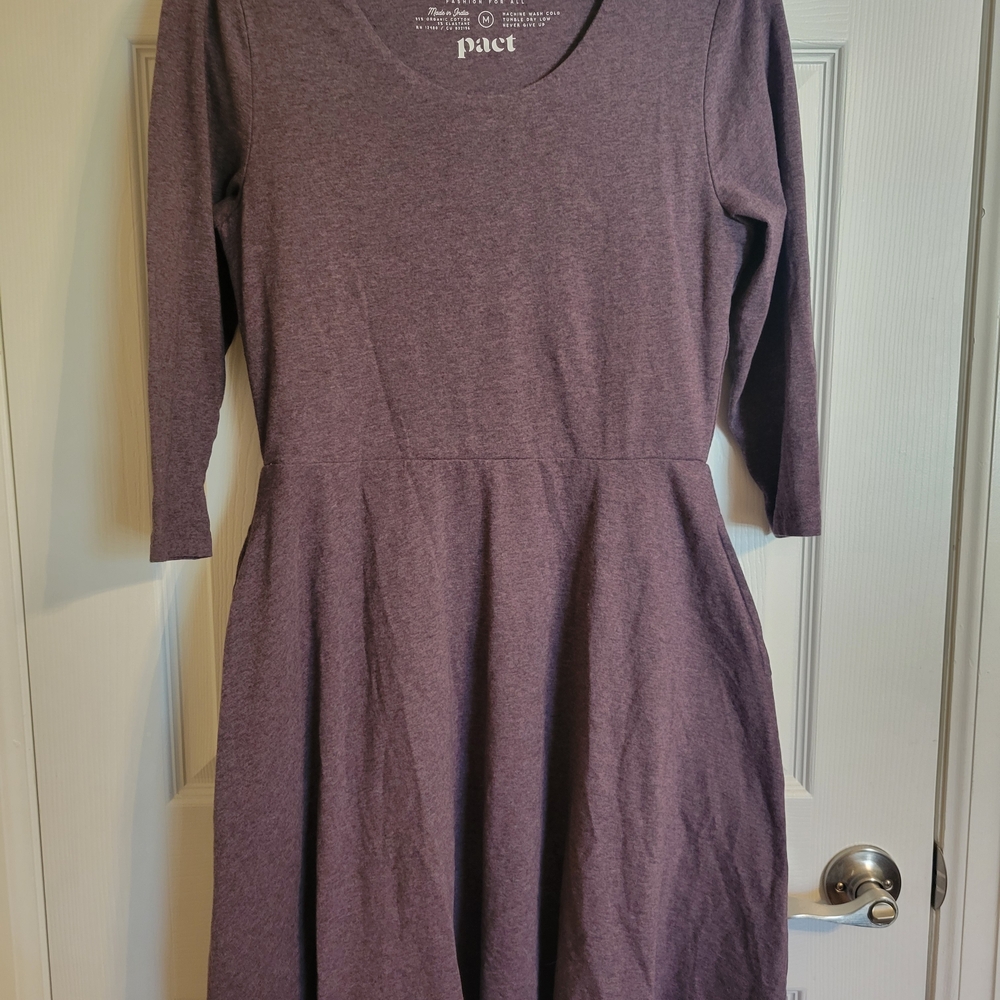 Pact Women's Long Sleeve Dress in Deep Purple